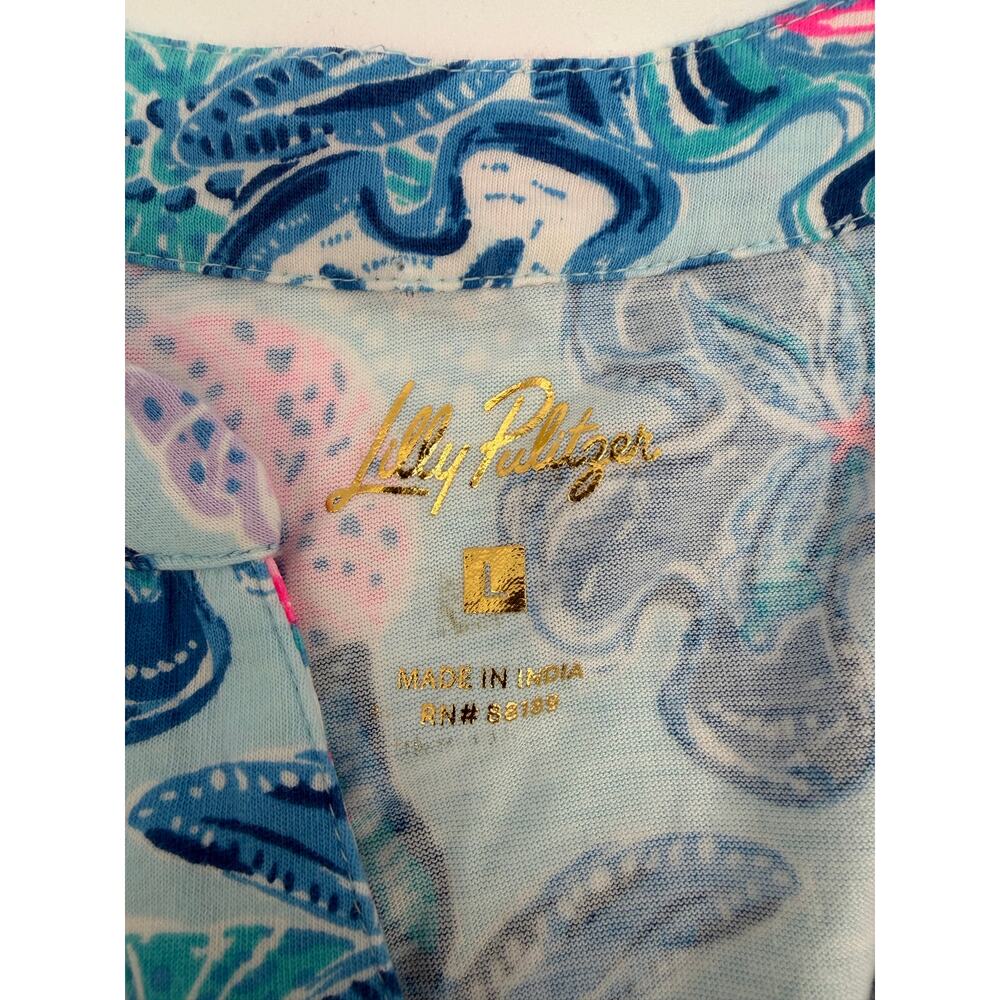 Lilly pulitzer alyssa long sleeve dress multi bahamas beachcomber large - Picture 2 of 3